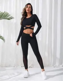 SHEIN シーイン ジムウェア セットアップ ヨガ ブラック Sサイズ