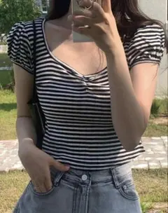 ブランディーメルビル風　ボーダーTシャツ韓国バレーコア