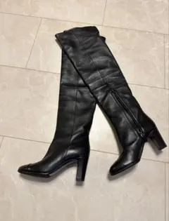 CHANEL ロングブーツ ブーツ 靴 レザー レディース ブラック　38