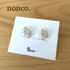 つぶつぶレジンのイヤリング　クリアホワイト