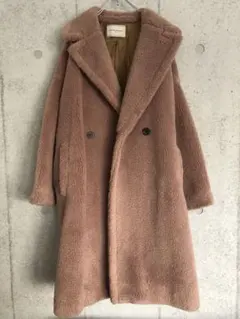 ベージュ テディ風 ダブルブレストコート サイズ36