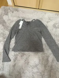 ヘザー　グレー　薄手ニット