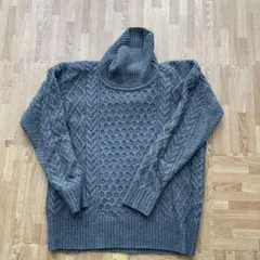 ナノユニバース ニット ケーブル編み グレー ゆったりめ