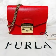【新品未使用】 フルラ メトロポリス ミニ チェーン ショルダーバッグ レッド