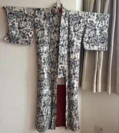 花柄 羽織 白黒