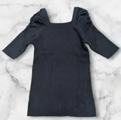 【美品】GRL グレイル　スクエアネック　5分袖ニット　ブラック黒　S