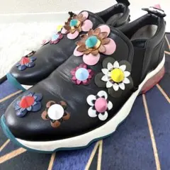 フェンディ FENDI フラワーモチーフ　スニーカー　37サイズ　花柄　ブラック