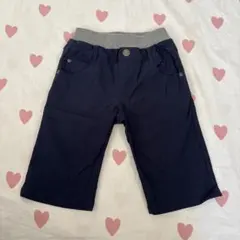 ネイビー ハーフパンツ グレーゴムウエスト 130