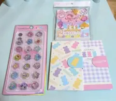 ほっぺちゃんおはじきシール　セリア　グミベア　ブック型メモ　ランチピックお姫様のサムネイル