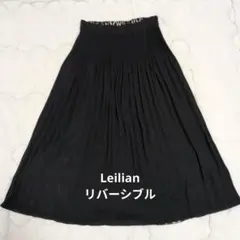 レリアン【13】プリーツロングフレアスカート ブラック 裾刺繍
