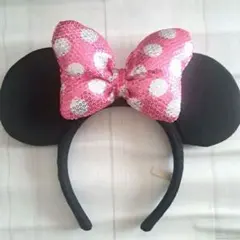 ミニーマウス カチューシャ 黒 ピンク