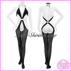 NA516 セクシーランジェリ ボディストッキング オープンクロッチ 黒 クロス