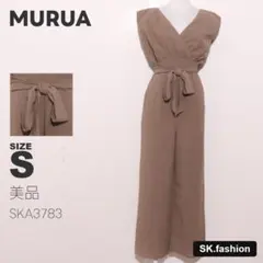 美品 MURUA オールインワン コンビネゾン　フレンチスリーブ　ウエストリボン
