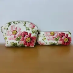 シェル型ポーチ＆メガネケースセット✤ローラアシュレイ　ハンドメイド