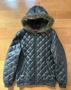 supreme シュプリーム レザーフード付ジャケ QuiltedLeather