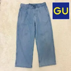 夏色　ジーユー　GU ワイドパンツ　バギーパンツ　ライトブルー　Lサイズのサムネイル