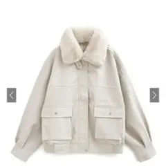 ファー付き襟2Wayレザージャケット[kd89] 新品未使用