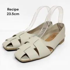 Recipe グルカパンプス 本革【23.5】グレーホワイト フラットシューズのサムネイル