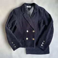 Eimee Law アシンメトリー コーデュロイ ダブルブレスト 紺ブレ 38