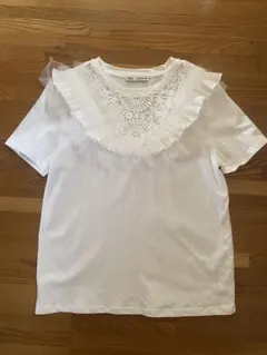 ZARA ザラ　レース　フリル　白Tシャツ