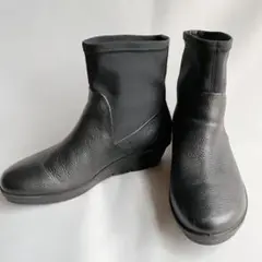 美品【ECCO】ショートブーツ　GORE-TEX ブラック　36 ウエッジソール