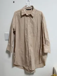ZARA シャツ ロング丈 ベージュ M L相当 オーバーサイズ レディース