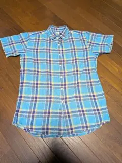 UNIQLO 半袖チェックシャツ 青系