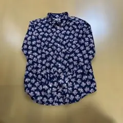 UNIQLO 総柄 長袖シャツ M ネイビー