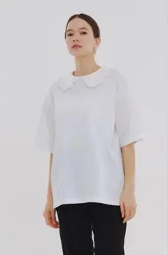 新品 未使用 yori フロッキードット丸襟tee ホワイト - メルカリ