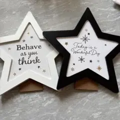 木製星形装飾2個セット　写真立て