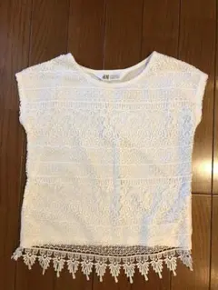 【新品】H&M【エイチアンドエム】ノースリーブカットソー　白　110のサムネイル