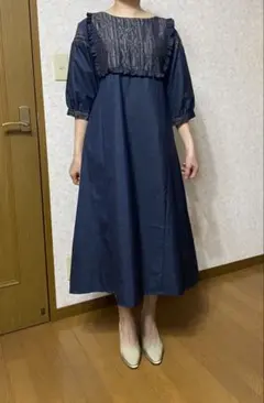 美品】東京ソワール 白総レース ドッキングワンピース 大きいサイズ 13