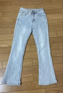 低身長向け　ストレッチ　フレアデニムパンツ　ジーンズ