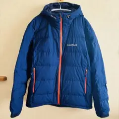 【美品】モンベル パーマフロストライトダウンパーカ ドローコード ブルー L