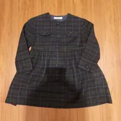 Familiar 長袖ワンピース グリーン・ネイビー・チェック