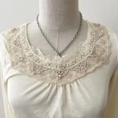 アクシーズファム　レースビジュー長袖カットソー　M 森ガール