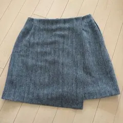 【美品】UNIQLO ツイードスコート ラップスカート グレー XSサイズ