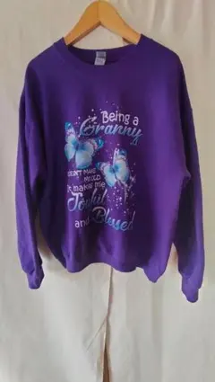 GILDANギルダン蝶プリントスウェットMADE IN ELSALVADOR紫L