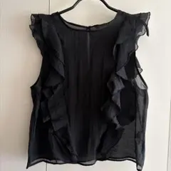 ZARA ノースリーブシースルーフリルブラウス
