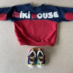 miki HOUSE ネイビーレッドトレーナー 90cm/スニーカー13.5cm