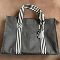 キャンバス トートバッグ ブラック ストライプハンドル - メルカリ
