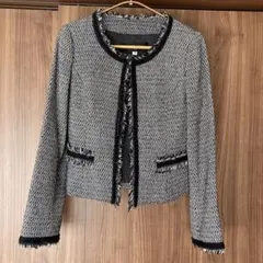 セレモニー　レディース　ノーカラーツイードジャケット