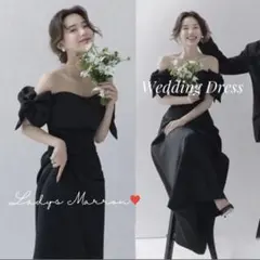 Ladys Marron ブラックオフショルダードレス