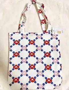 トートバッグ　ミニトート　オフホワイト　椿　花柄　和柄　新品未使用