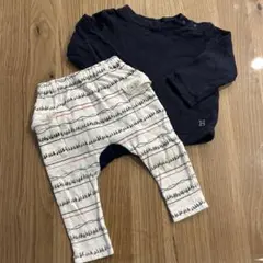 ハルウララオーガニック　ネイビー長袖トップスとパンツ　2点セット