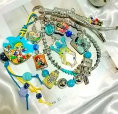 ハンドメイド シルバー系 スマホストラップ