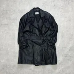 90s vintage real leather trench coat