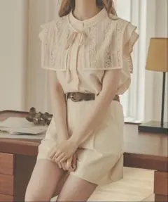 付け襟フリルシャツ