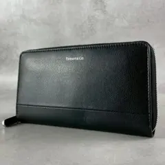 【極美品】ティファニー 長財布 ラウンドファスナー ロゴ レザー 本革 水色のサムネイル