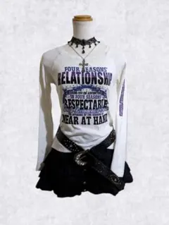 フェアリーグランジ y2k ダークコア 平成ギャル お兄系 ラメ英字ロンＴ